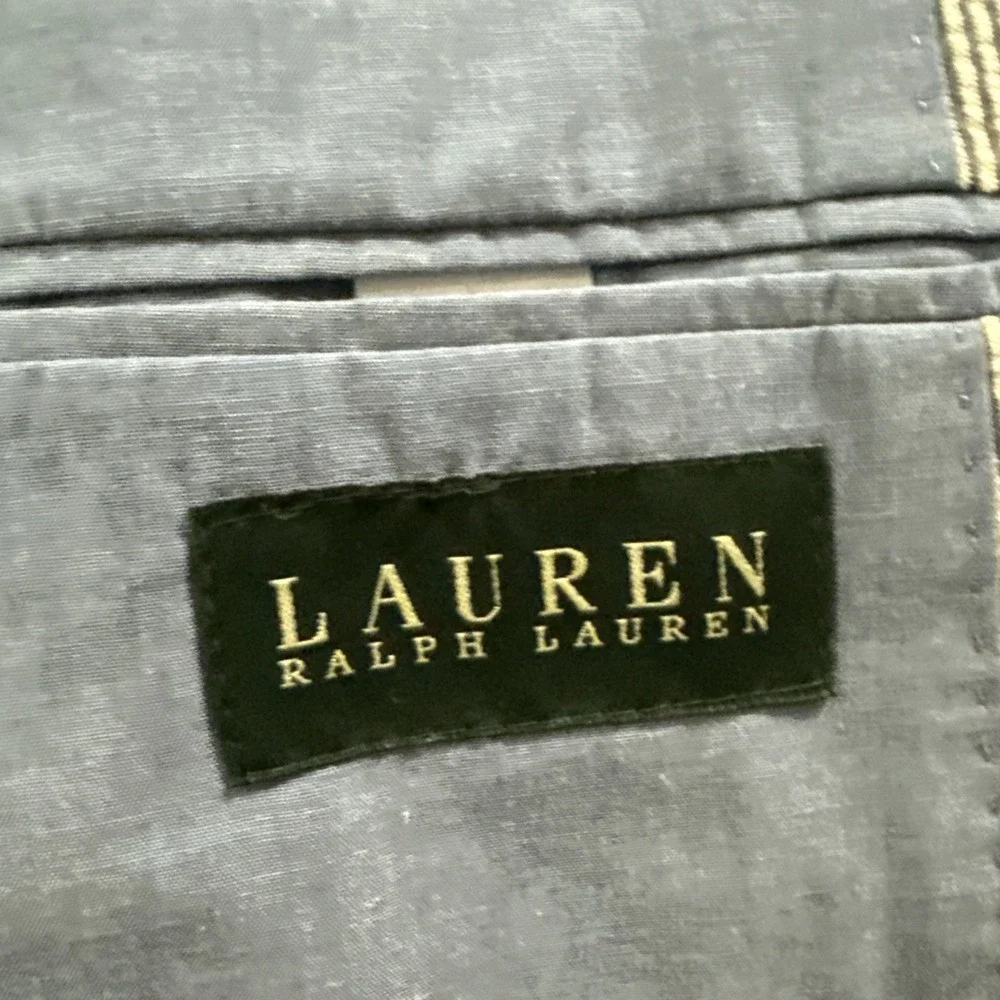 Lauren Ralph Lauren Sport Coat Men 48R Blue White Seersucker Stripe Cotton
